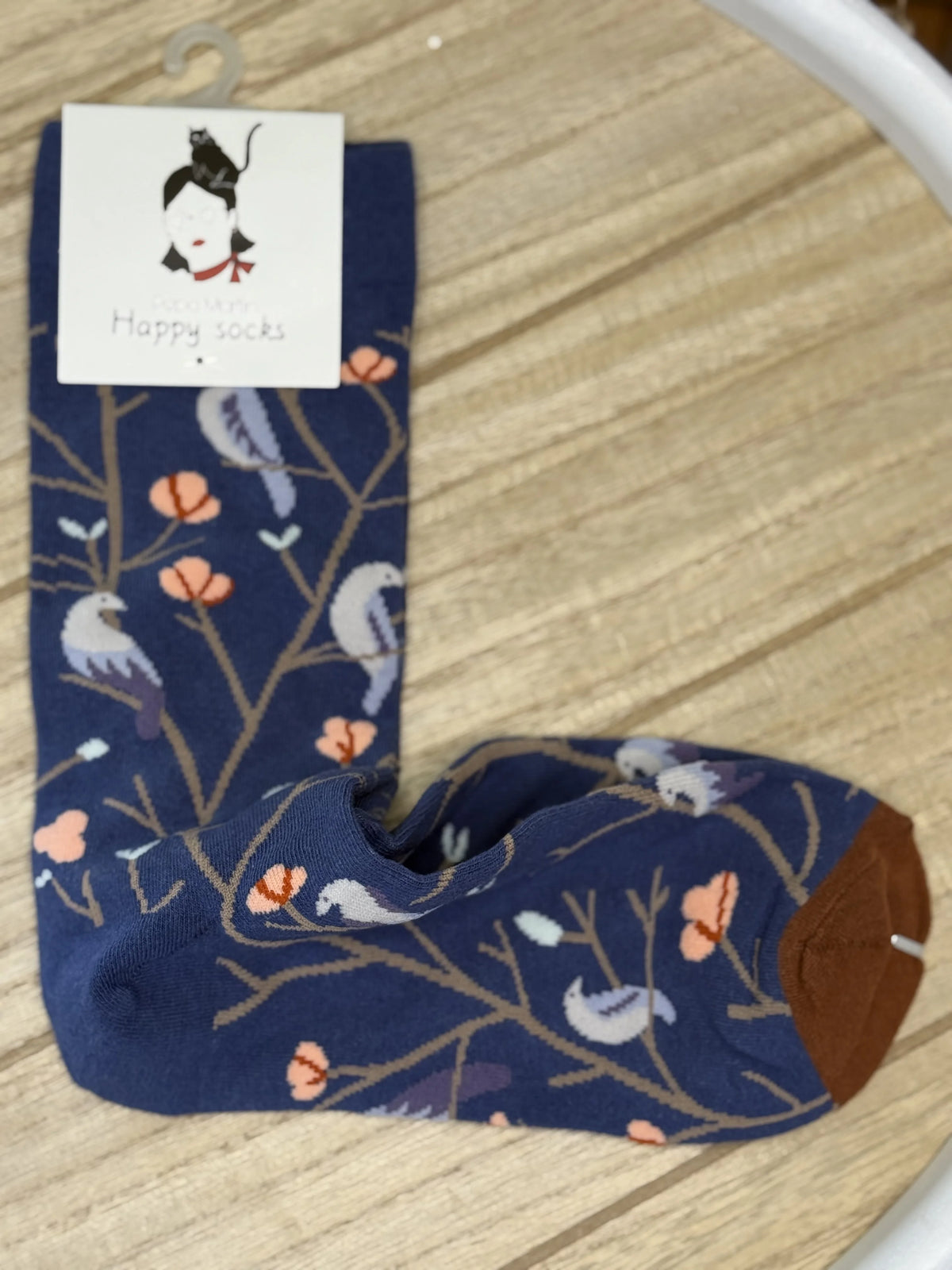 CALCETINES CAÑA MEDIA AZUL MARINO FLORAL