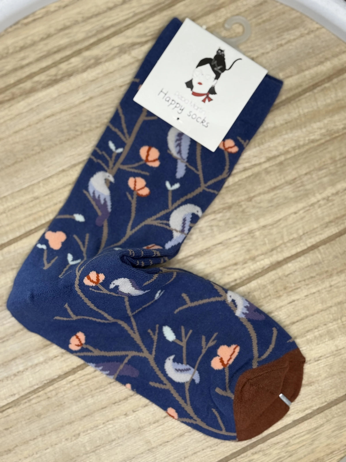 CALCETINES CAÑA MEDIA AZUL MARINO FLORAL