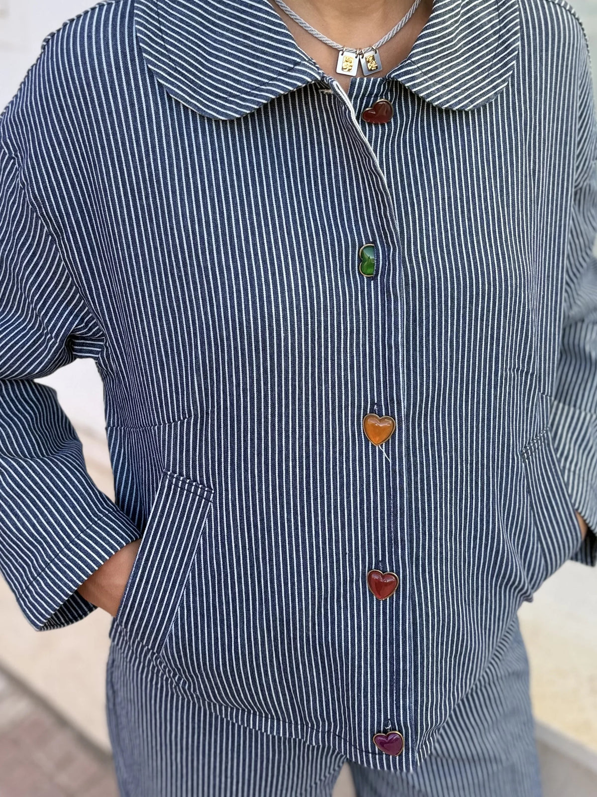 CHAQUETA DENIM DE RAYAS