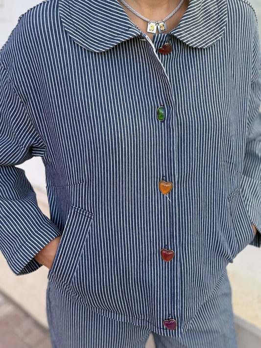 CHAQUETA DENIM DE RAYAS