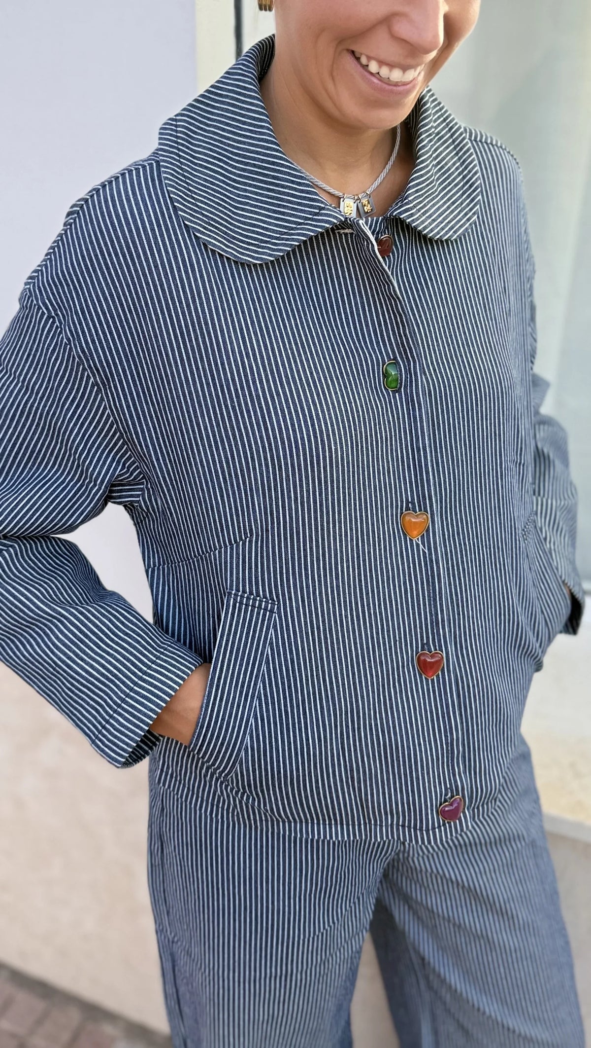 CHAQUETA DENIM DE RAYAS