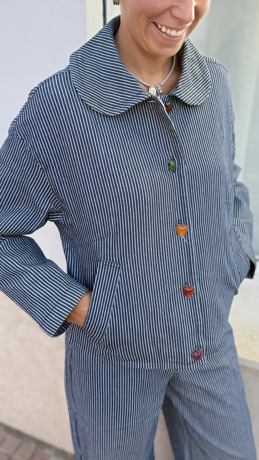 CHAQUETA DENIM DE RAYAS