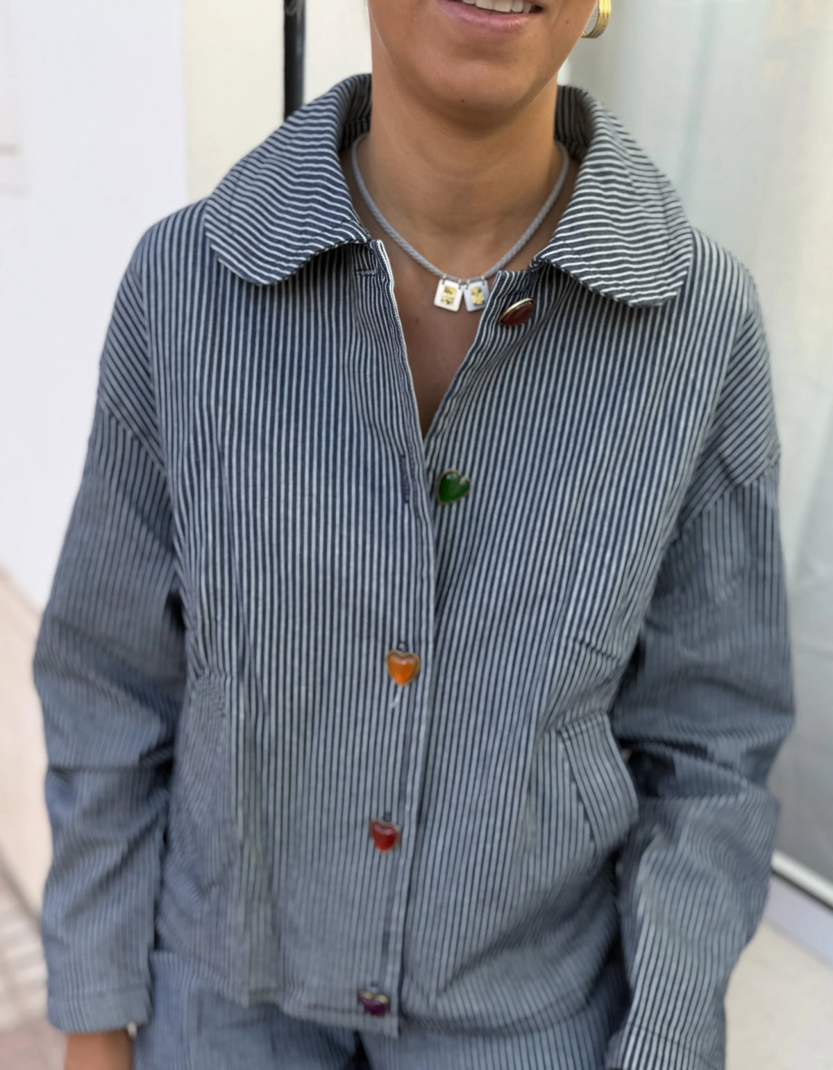 CHAQUETA DENIM DE RAYAS